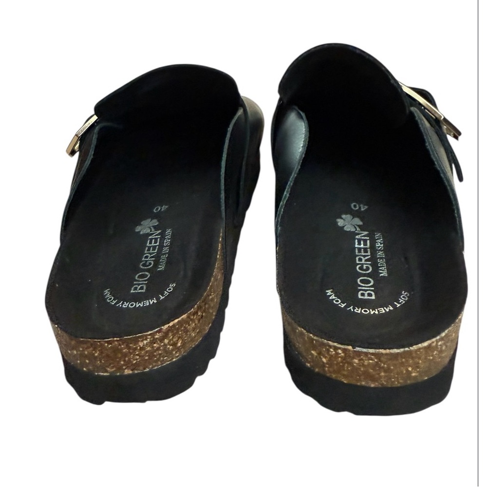 NWOT Bio Green women’s 40 soft memory foam leather slip on black clogs - Picture 5 of 8